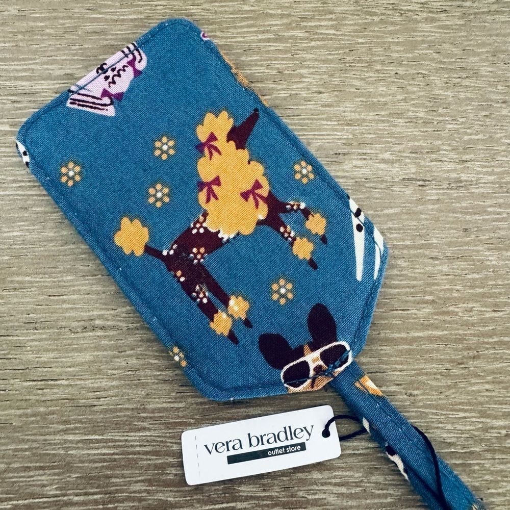 Vera Bradley Bark Park Poodle Dog Print Blue Travel Luggage ID Tag